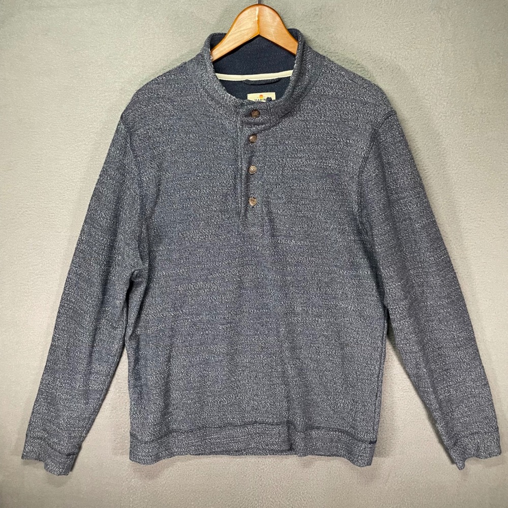 Marine Layer Henley Pullover Mens L Gray Knit Long Sleeve Casual